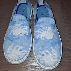 Rothy’s Blue Octopus Camo Slip On Sneakers Size 3
